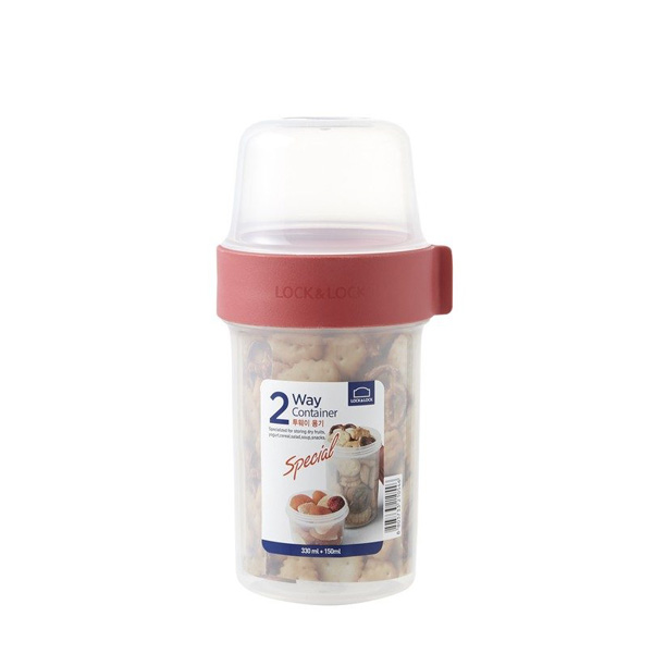 Hộp Nhựa LocknLock Twist Two Way 330ml + 150ml - Nắp Màu Đỏ - LLS213R